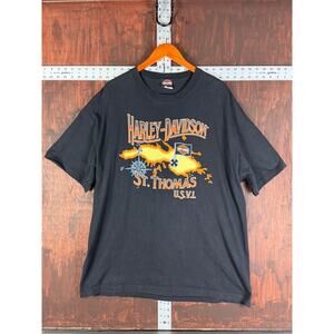 Harley Davidson St Thomas Virgin Islands Pirate Map Black Men 2XL XXL Motorcycle